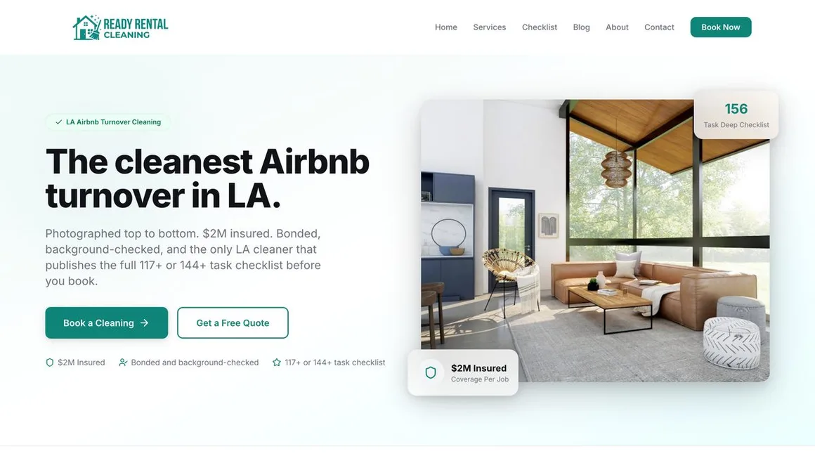 Ready Rental Cleaning site built by Tested Media, SEO company serving Chandler