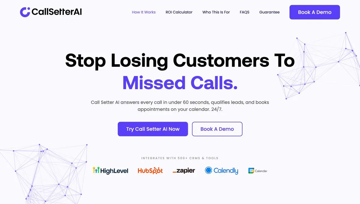 CallSetter AI website built by Tested Media, SEO company serving Mesa